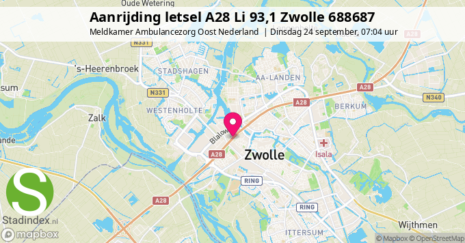 Aanrijding letsel A28 Li 93,1 Zwolle 688687