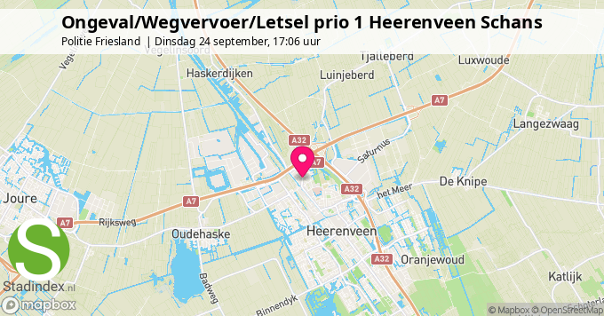 Ongeval/Wegvervoer/Letsel prio 1 Heerenveen Schans