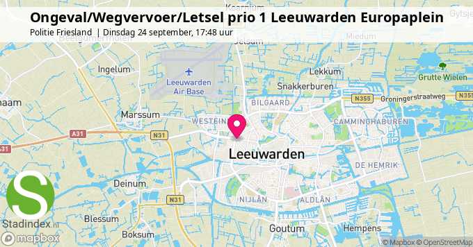 Ongeval/Wegvervoer/Letsel prio 1 Leeuwarden Europaplein