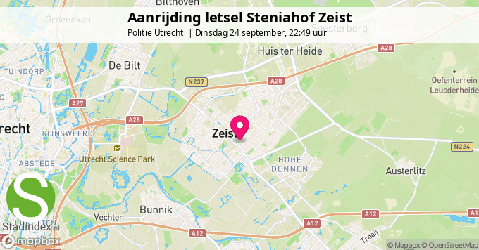 Aanrijding letsel Steniahof Zeist