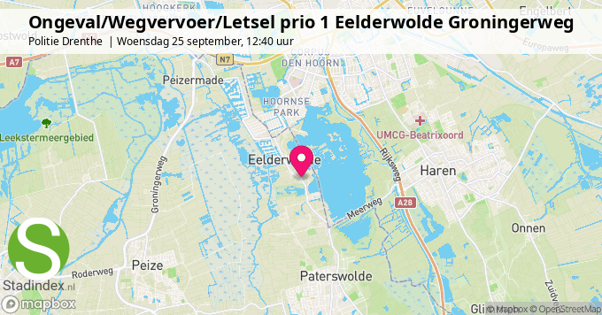 Ongeval/Wegvervoer/Letsel prio 1 Eelderwolde Groningerweg