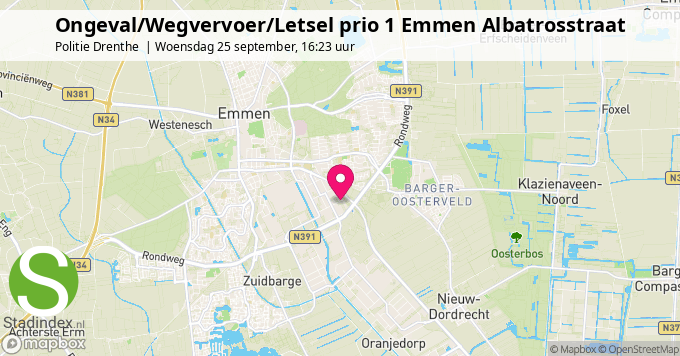 Ongeval/Wegvervoer/Letsel prio 1 Emmen Albatrosstraat