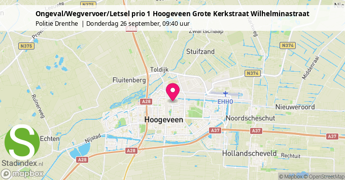 Ongeval/Wegvervoer/Letsel prio 1 Hoogeveen Grote Kerkstraat Wilhelminastraat