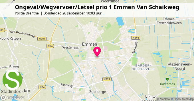 Ongeval/Wegvervoer/Letsel prio 1 Emmen Van Schaikweg