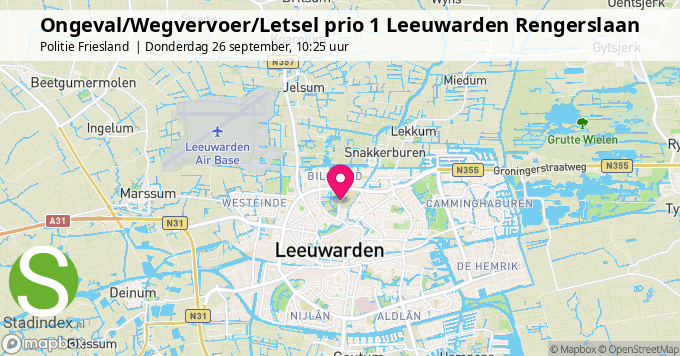 Ongeval/Wegvervoer/Letsel prio 1 Leeuwarden Rengerslaan