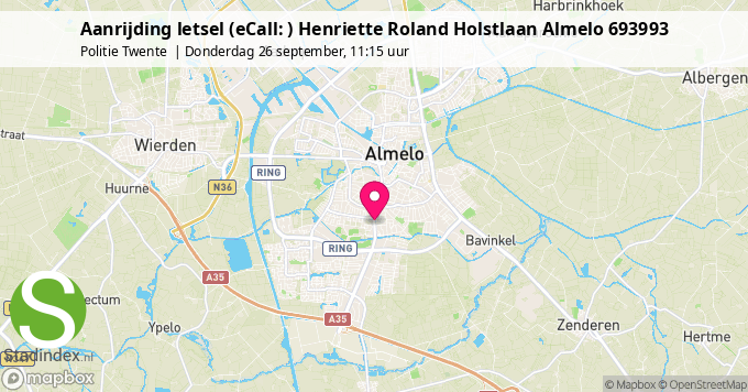 Aanrijding letsel (eCall: ) Henriette Roland Holstlaan Almelo 693993