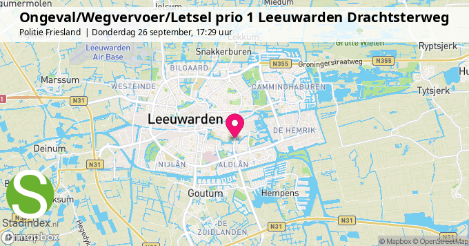 Ongeval/Wegvervoer/Letsel prio 1 Leeuwarden Drachtsterweg