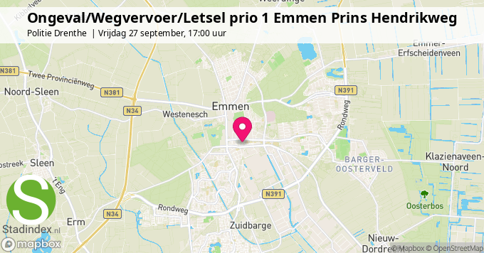 Ongeval/Wegvervoer/Letsel prio 1 Emmen Prins Hendrikweg