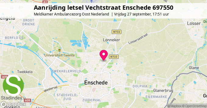 Aanrijding letsel Vechtstraat Enschede 697550