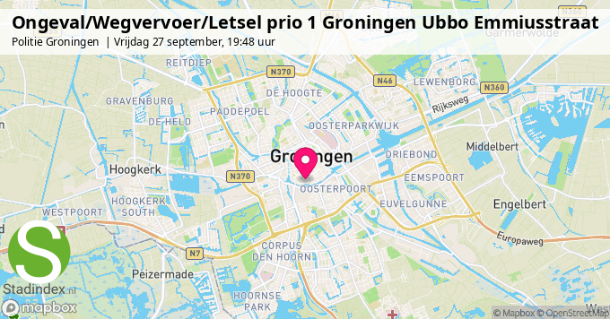 Ongeval/Wegvervoer/Letsel prio 1 Groningen Ubbo Emmiusstraat