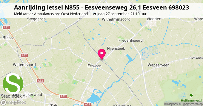 Aanrijding letsel N855 - Eesveenseweg 26,1 Eesveen 698023