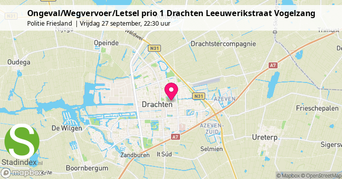 Ongeval/Wegvervoer/Letsel prio 1 Drachten Leeuwerikstraat Vogelzang