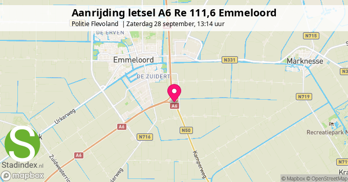 Aanrijding letsel A6 Re 111,6 Emmeloord