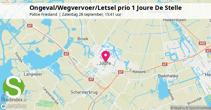 Ongeval/Wegvervoer/Letsel prio 1 Joure De Stelle