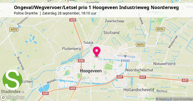 Ongeval/Wegvervoer/Letsel prio 1 Hoogeveen Industrieweg Noorderweg