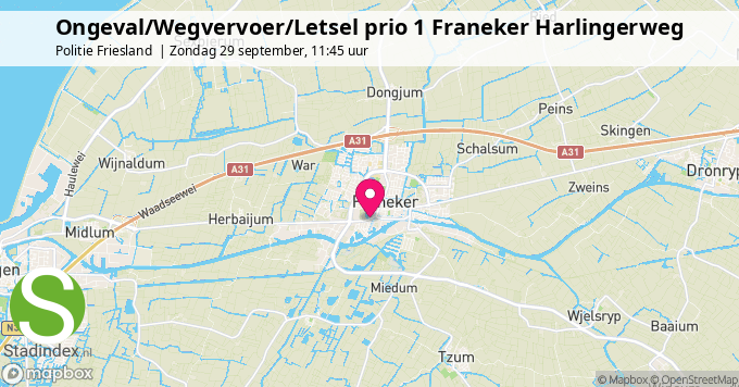 Ongeval/Wegvervoer/Letsel prio 1 Franeker Harlingerweg