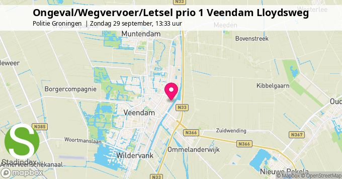 Ongeval/Wegvervoer/Letsel prio 1 Veendam Lloydsweg