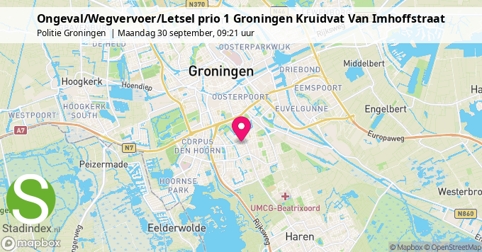 Ongeval/Wegvervoer/Letsel prio 1 Groningen Kruidvat Van Imhoffstraat