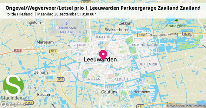 Ongeval/Wegvervoer/Letsel prio 1 Leeuwarden Parkeergarage Zaailand Zaailand