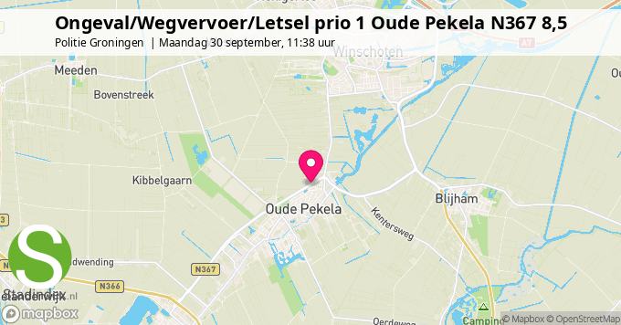 Ongeval/Wegvervoer/Letsel prio 1 Oude Pekela N367 8,5