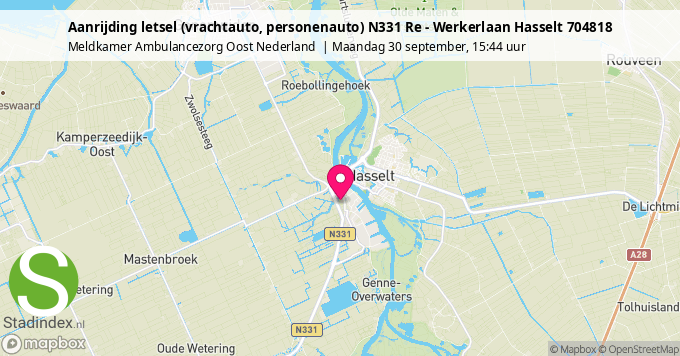 Aanrijding letsel (vrachtauto, personenauto) N331 Re - Werkerlaan Hasselt 704818