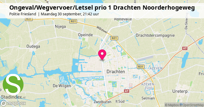 Ongeval/Wegvervoer/Letsel prio 1 Drachten Noorderhogeweg