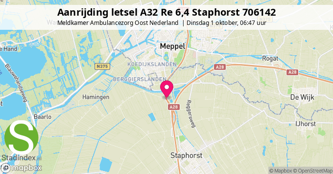 Aanrijding letsel A32 Re 6,4 Staphorst 706142