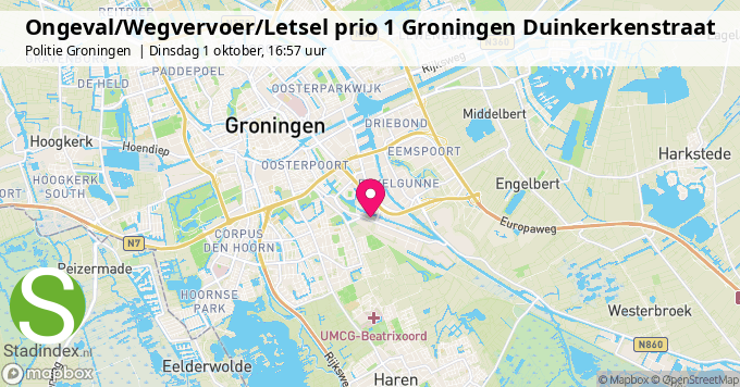 Ongeval/Wegvervoer/Letsel prio 1 Groningen Duinkerkenstraat