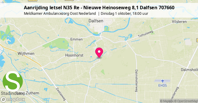 Aanrijding letsel N35 Re - Nieuwe Heinoseweg 8,1 Dalfsen 707660