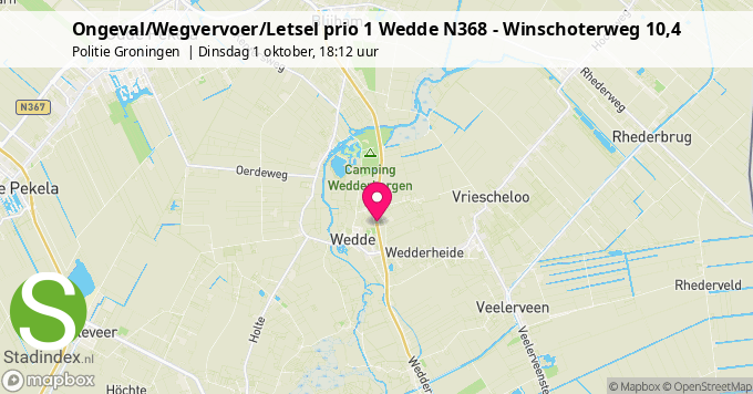 Ongeval/Wegvervoer/Letsel prio 1 Wedde N368 - Winschoterweg 10,4