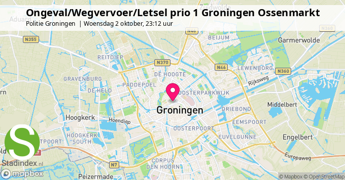 Ongeval/Wegvervoer/Letsel prio 1 Groningen Ossenmarkt