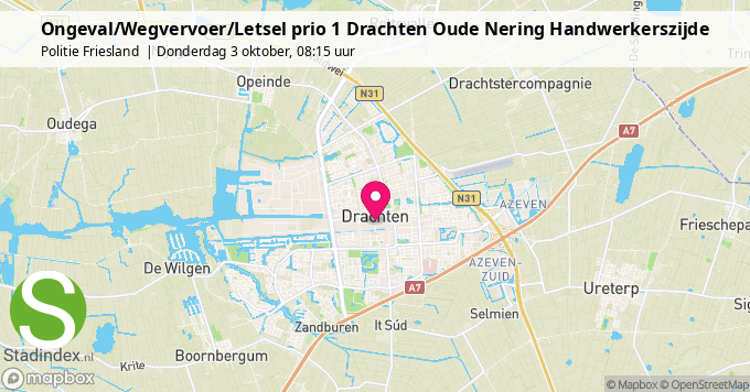 Ongeval/Wegvervoer/Letsel prio 1 Drachten Oude Nering Handwerkerszijde