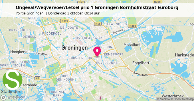 Ongeval/Wegvervoer/Letsel prio 1 Groningen Bornholmstraat Euroborg