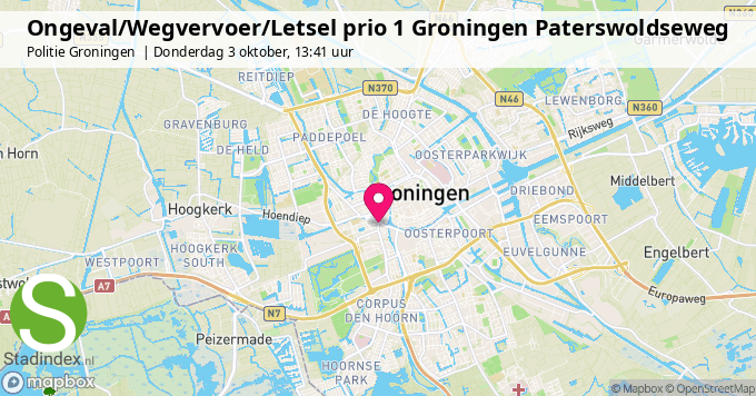 Ongeval/Wegvervoer/Letsel prio 1 Groningen Paterswoldseweg