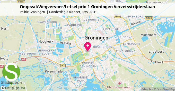 Ongeval/Wegvervoer/Letsel prio 1 Groningen Verzetsstrijderslaan