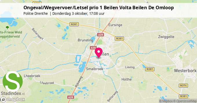 Ongeval/Wegvervoer/Letsel prio 1 Beilen Volta Beilen De Omloop