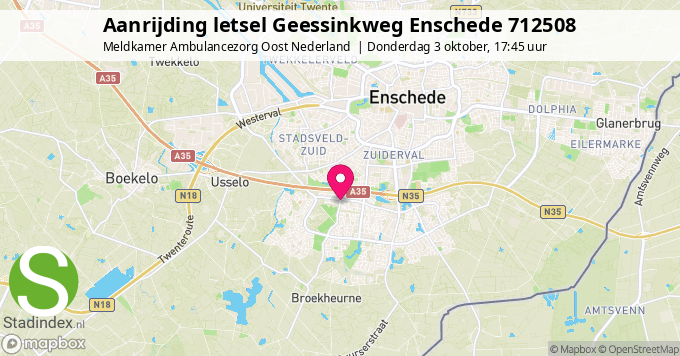 Aanrijding letsel Geessinkweg Enschede 712508