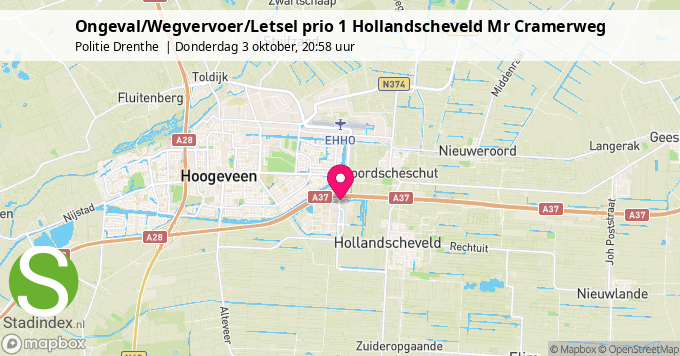 Ongeval/Wegvervoer/Letsel prio 1 Hollandscheveld Mr Cramerweg