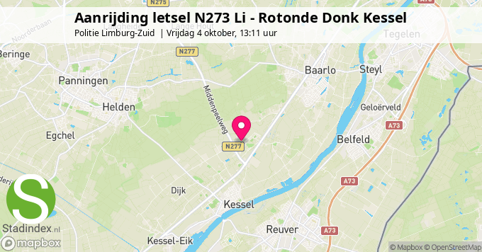 Aanrijding letsel N273 Li - Rotonde Donk Kessel