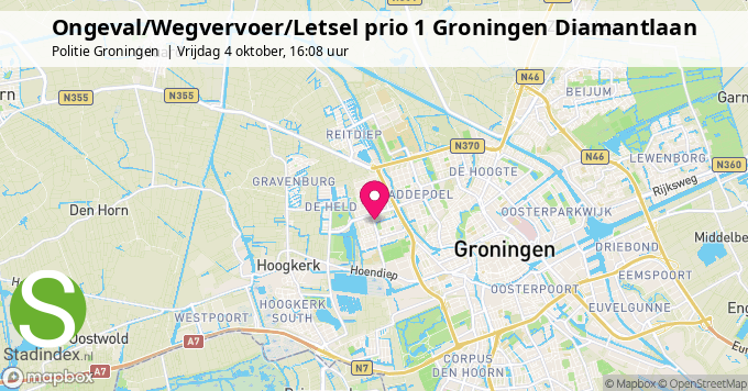 Ongeval/Wegvervoer/Letsel prio 1 Groningen Diamantlaan