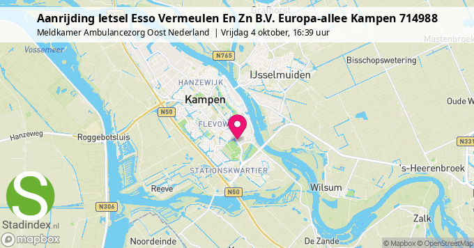 Aanrijding letsel Esso Vermeulen En Zn B.V. Europa-allee Kampen 714988