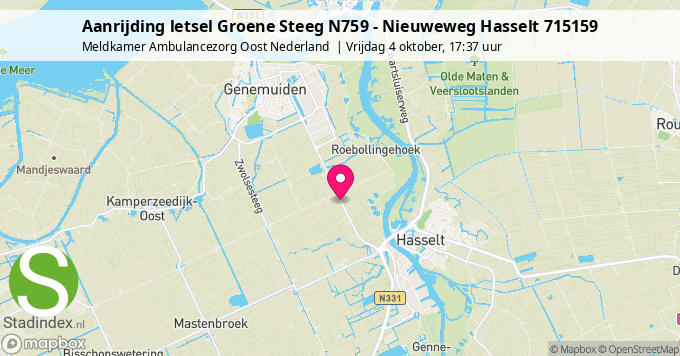 Aanrijding letsel Groene Steeg N759 - Nieuweweg Hasselt 715159