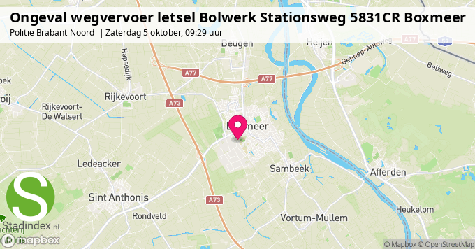 Ongeval wegvervoer letsel Bolwerk Stationsweg 5831CR Boxmeer