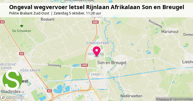 Ongeval wegvervoer letsel Rijnlaan Afrikalaan Son en Breugel