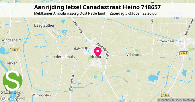 Aanrijding letsel Canadastraat Heino 718657