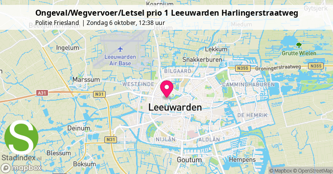 Ongeval/Wegvervoer/Letsel prio 1 Leeuwarden Harlingerstraatweg