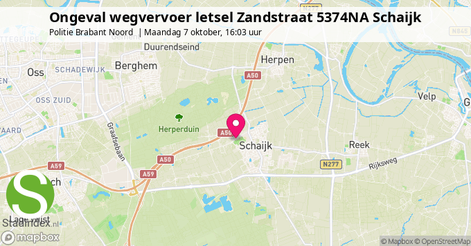 Ongeval wegvervoer letsel Zandstraat 5374NA Schaijk