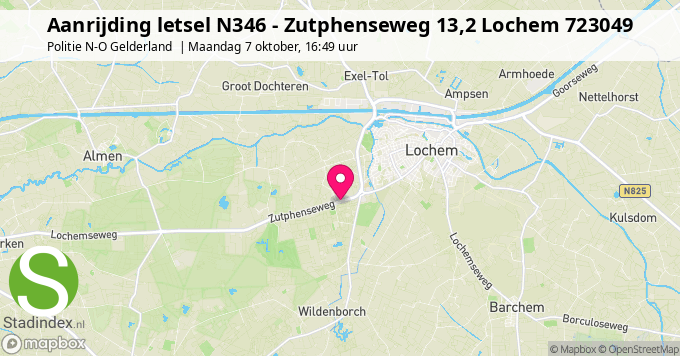 Aanrijding letsel N346 - Zutphenseweg 13,2 Lochem 723049