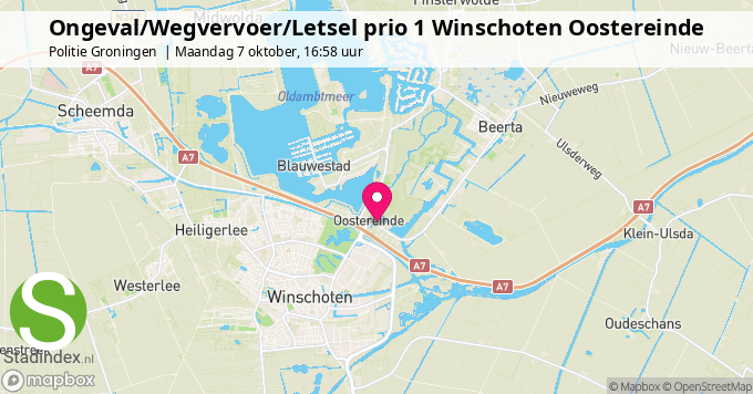 Ongeval/Wegvervoer/Letsel prio 1 Winschoten Oostereinde