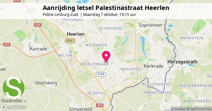 Aanrijding letsel Palestinastraat Heerlen